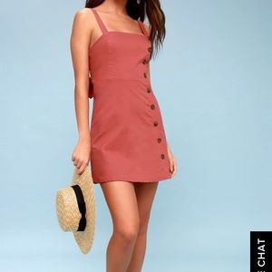 RUST RED BUTTON-DOWN MINI DRESS